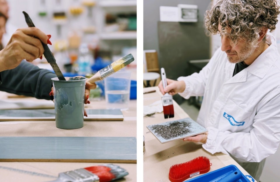 Al lavoro durante uno dei laboratori