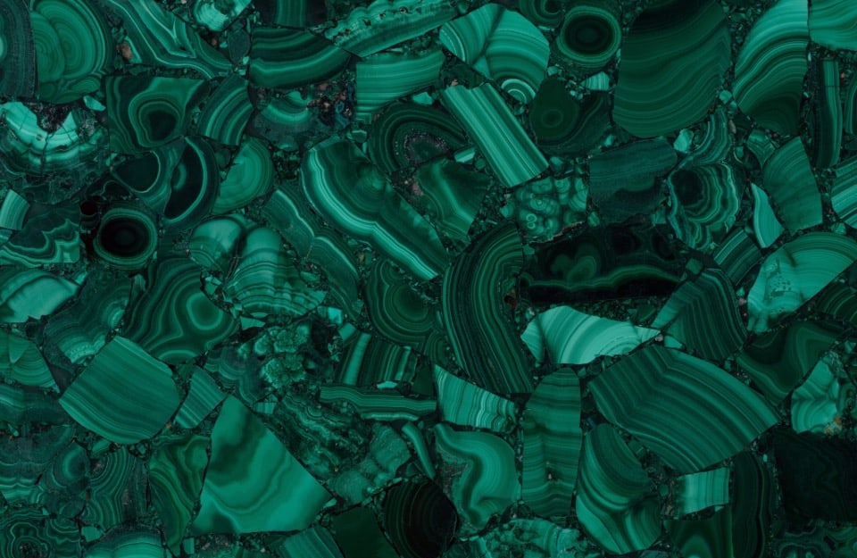 Sezione di un minerale di malachite